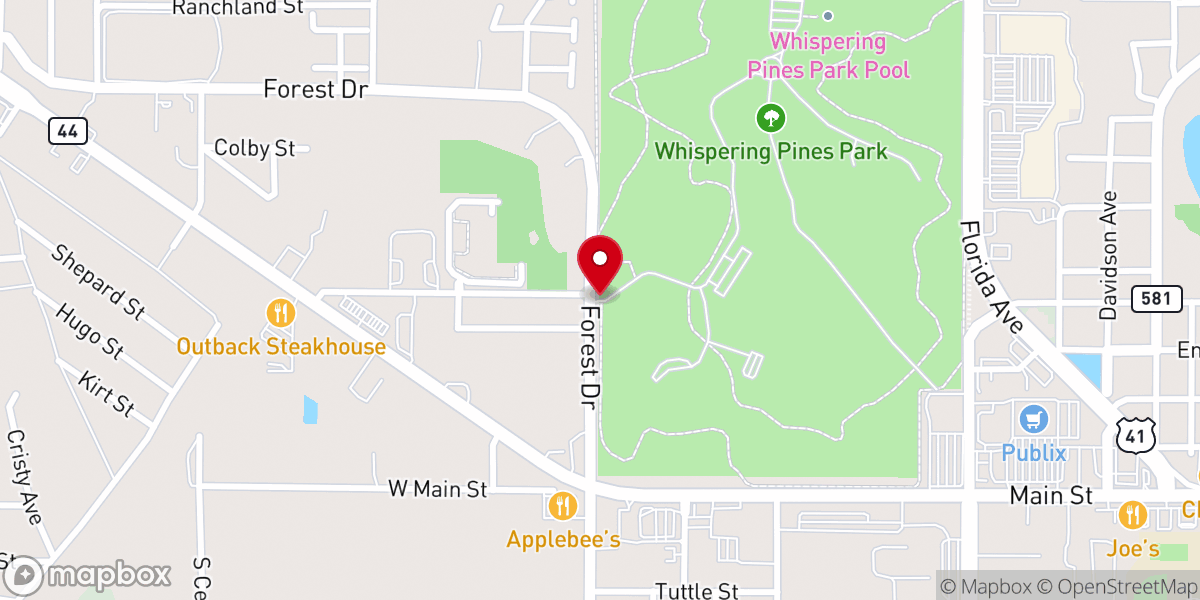 Map showing location of Whispering Pines City Park