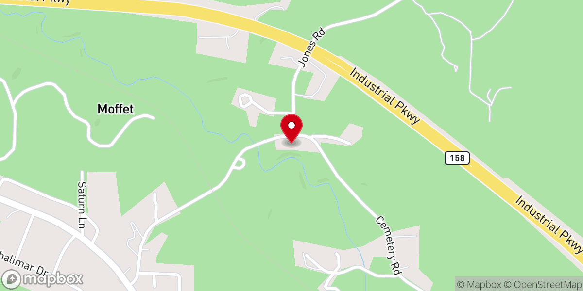 Map showing location of Moffetville Church