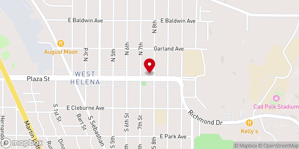 Map showing location of West Helena Baptist Church