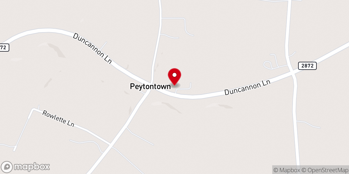 Map showing location of Peytontown Baptist Church