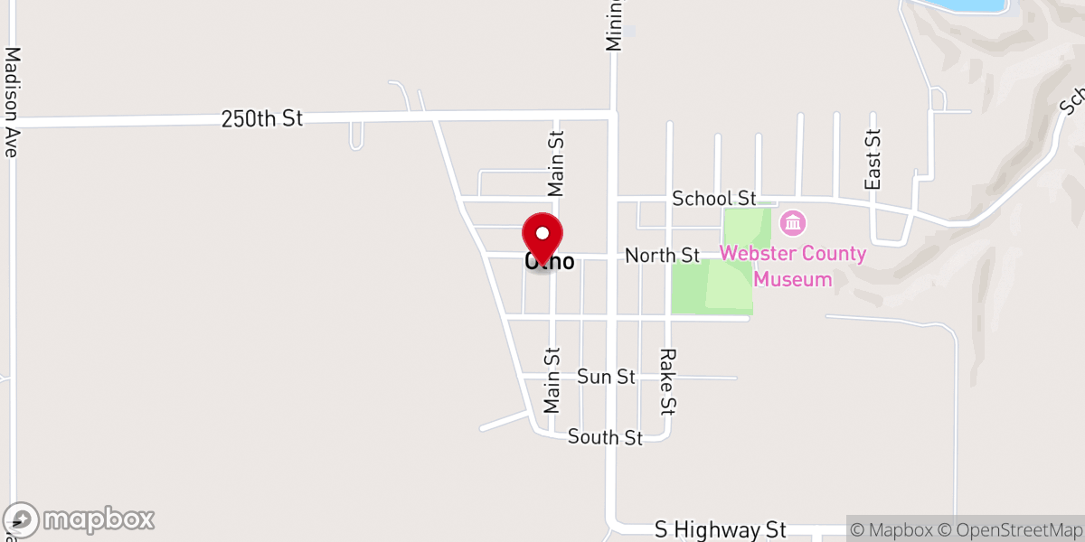 Map showing location of Otho United Methodist Church