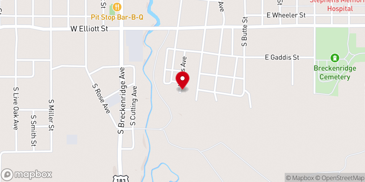 Map showing location of Bethel Baptist Church