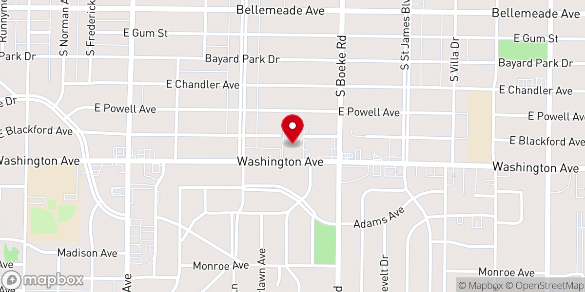 Map showing location of St. Mark's Lutheran Church