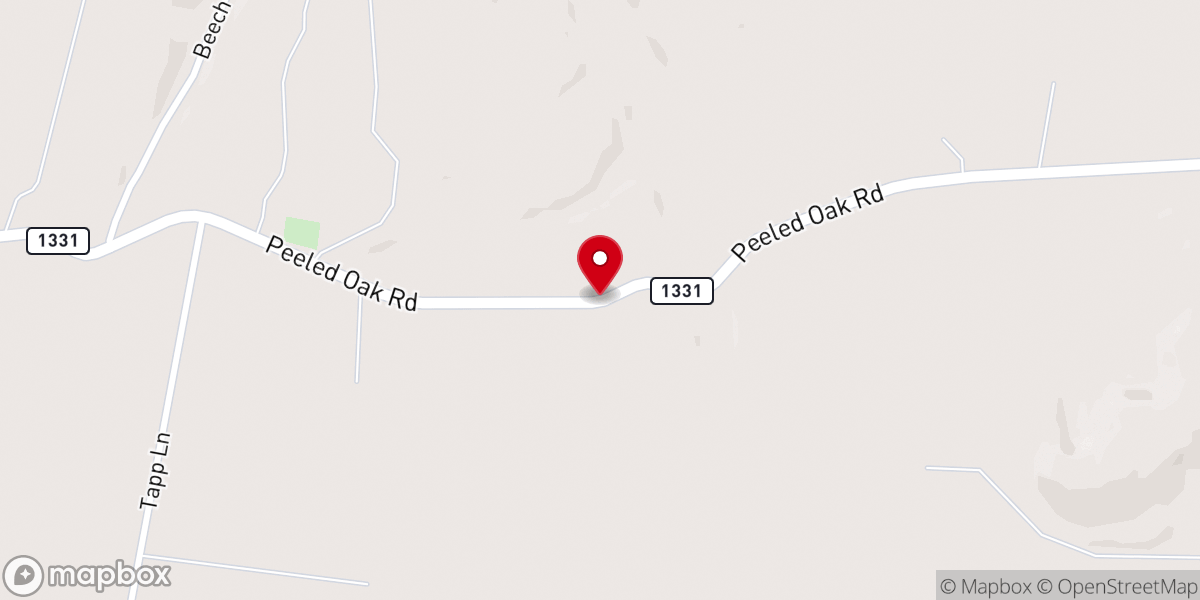 Map showing location of Peeled Oak Christian Church