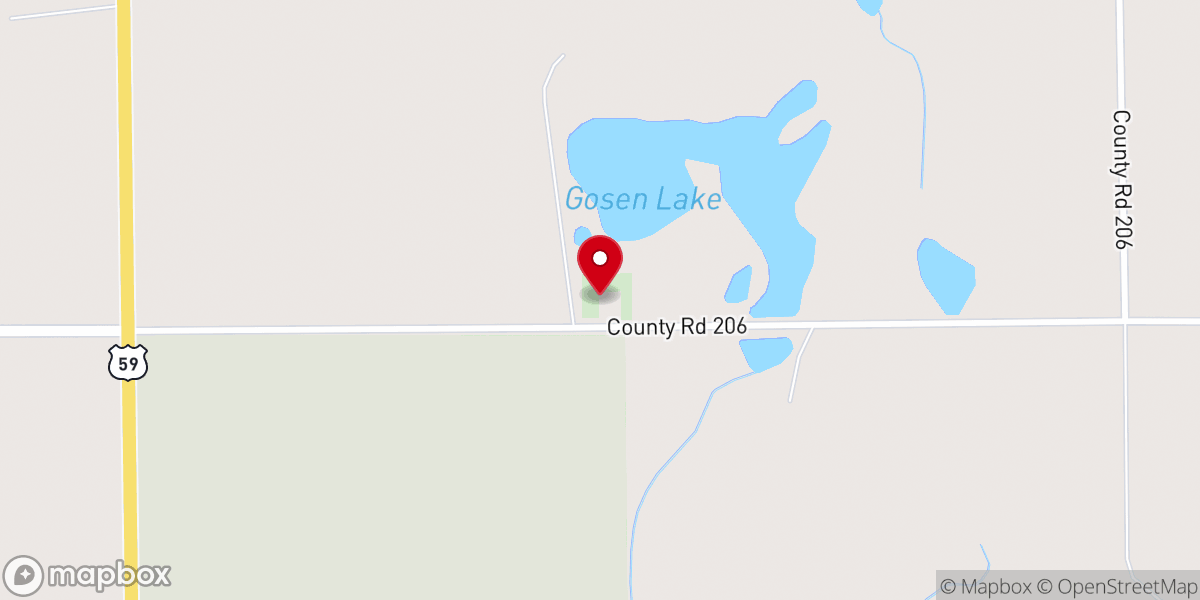 Map showing location of Gosen Church