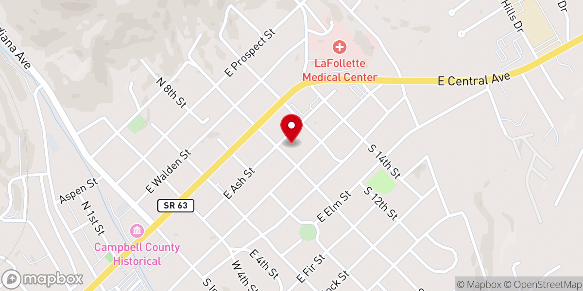 Map showing location of Lafollette Church of Christ