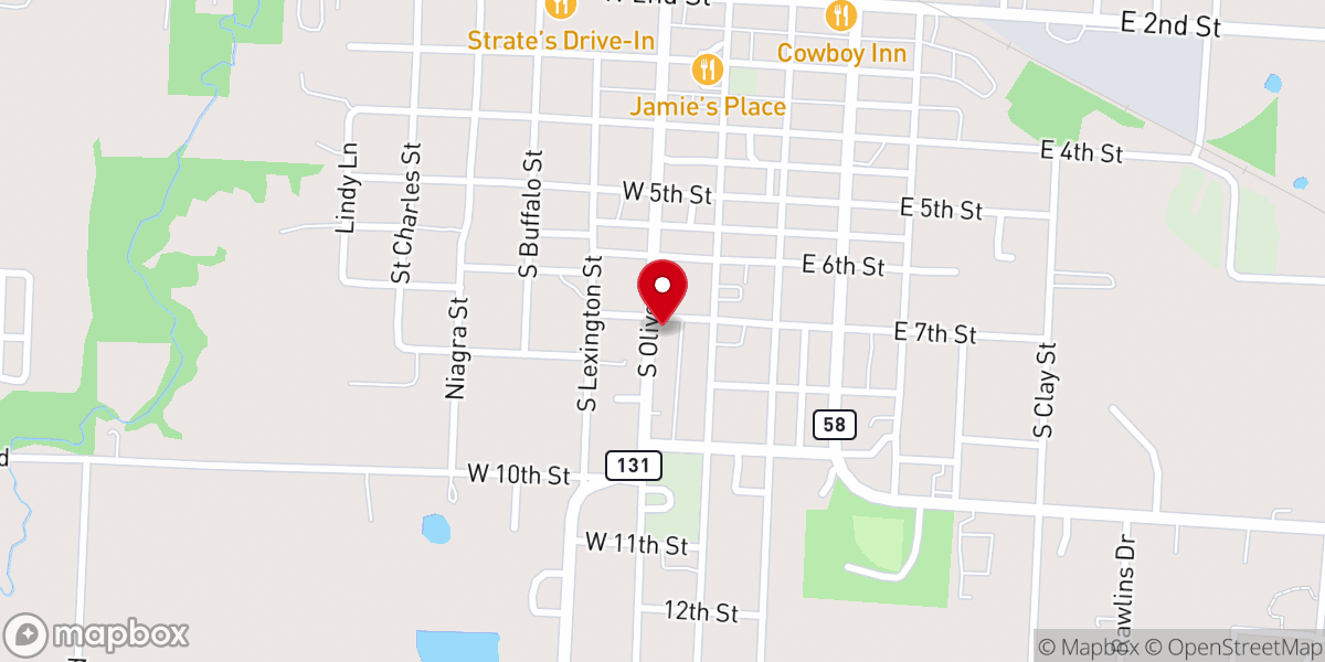 Map showing location of St. Patrick Catholic Church