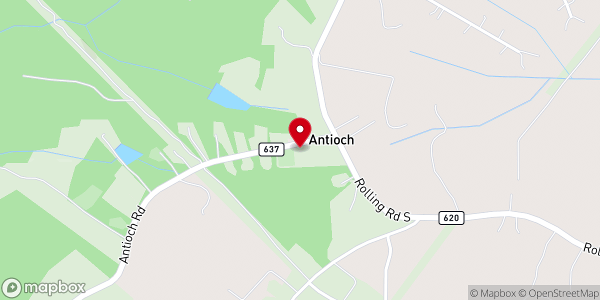 Map showing location of Antioch Baptist Church