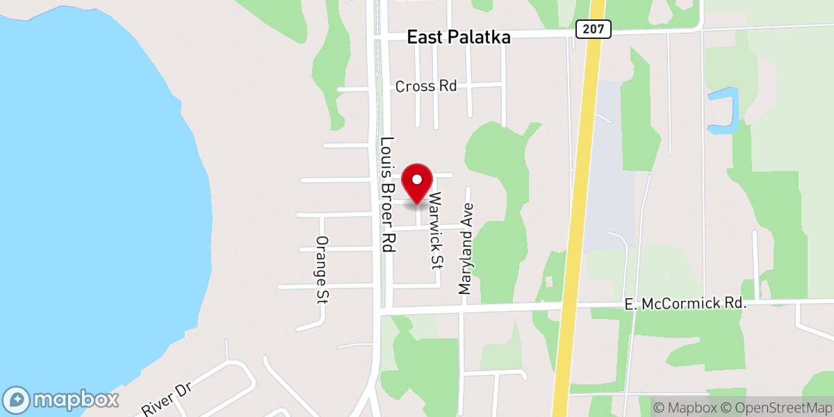 Map showing location of First Baptist Church of East Palatka