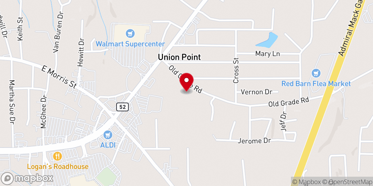 Map showing location of New Life Baptist Church