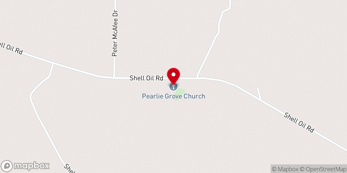 Map showing location of Pearlie Grove Church