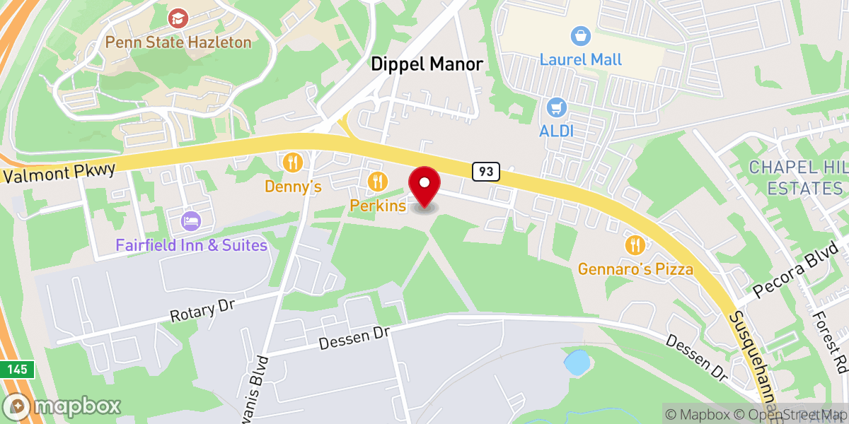 Map showing location of Faith Church Hazleton