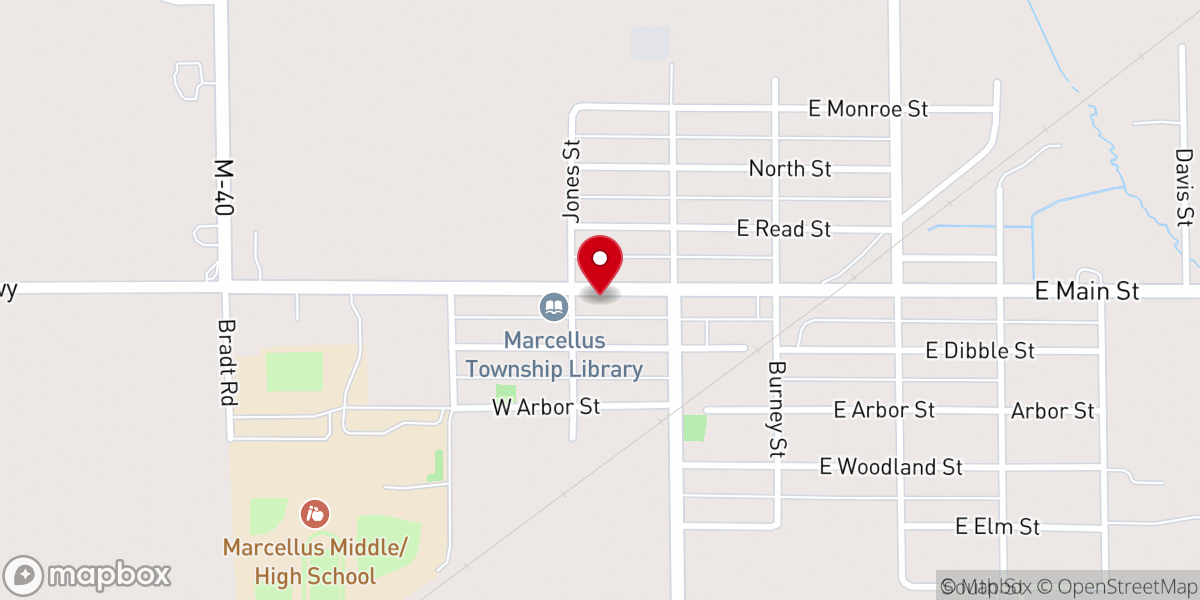 Map showing location of Marcellus United Methodist Church