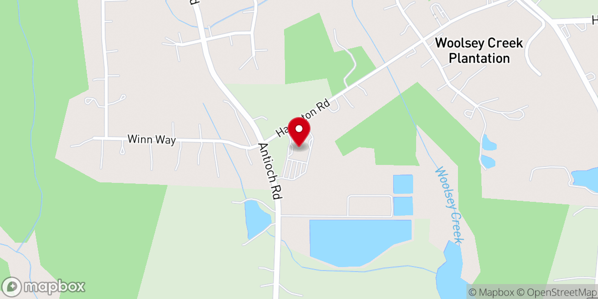 Map showing location of Woolsey Baptist Church