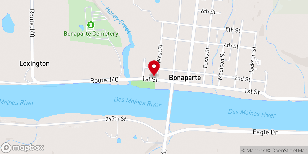 Map showing location of Bonaparte Inn