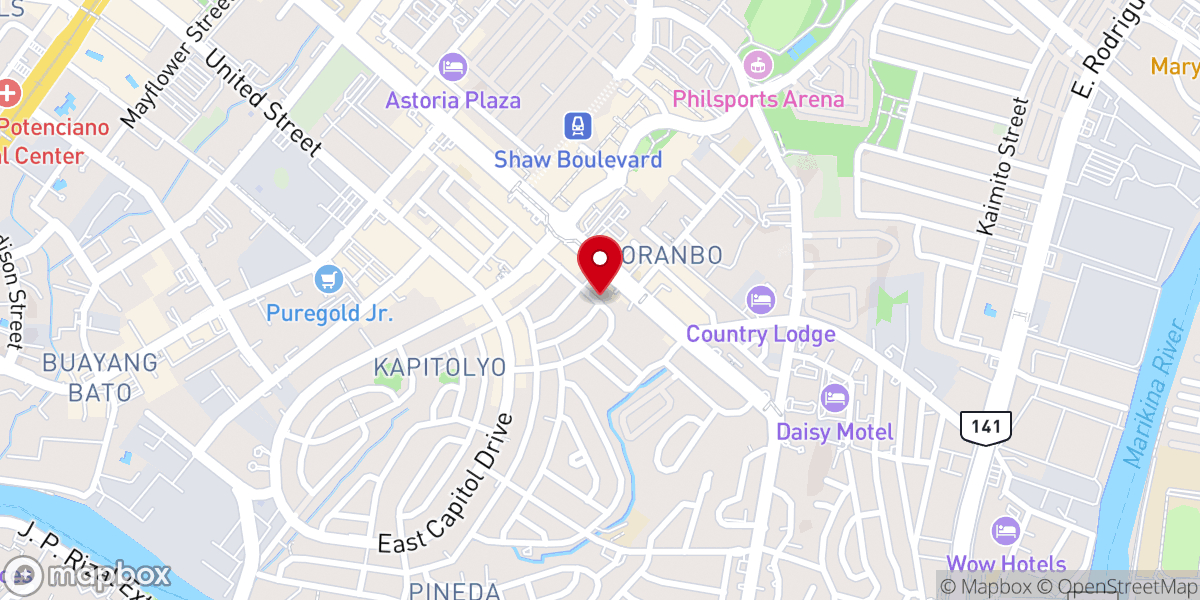 Map showing location of Pasig Capitol Community Church