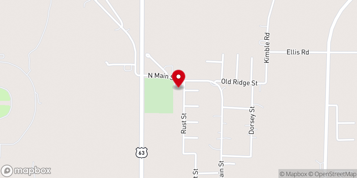 Map showing location of Licking Christian Church
