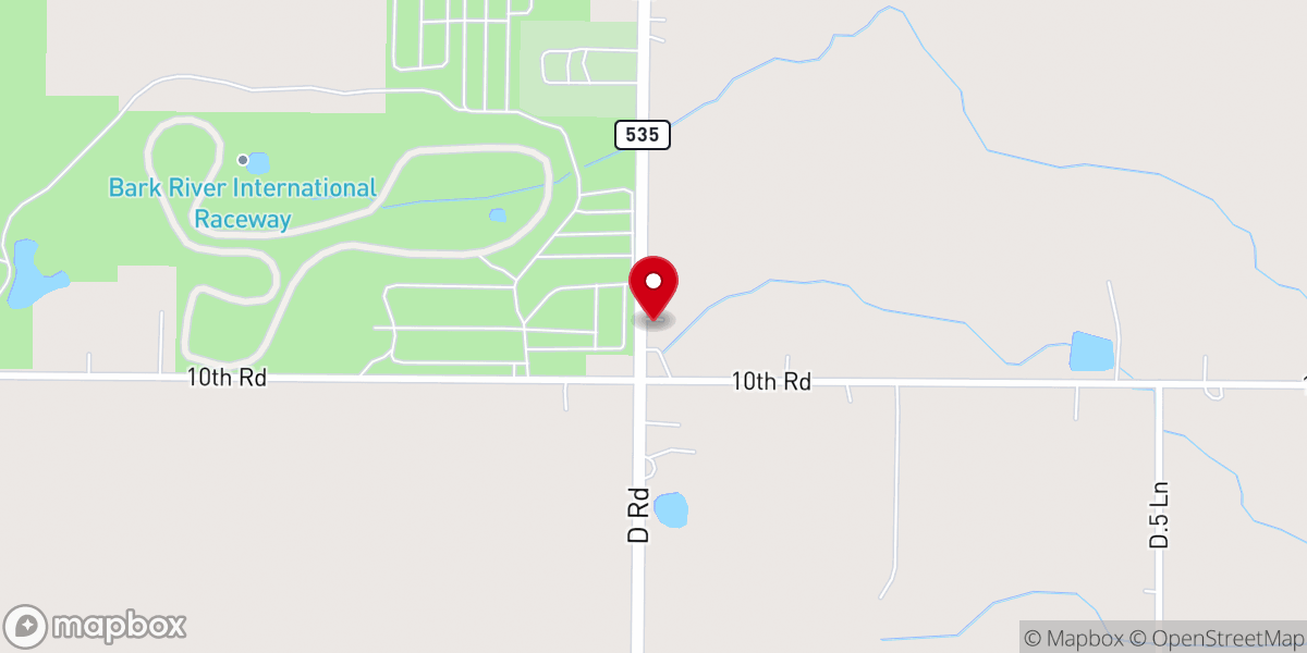 Map showing location of Bark River United Methodist Church