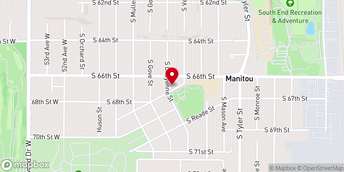 Map showing location of Manitou Park Presbyterian Church