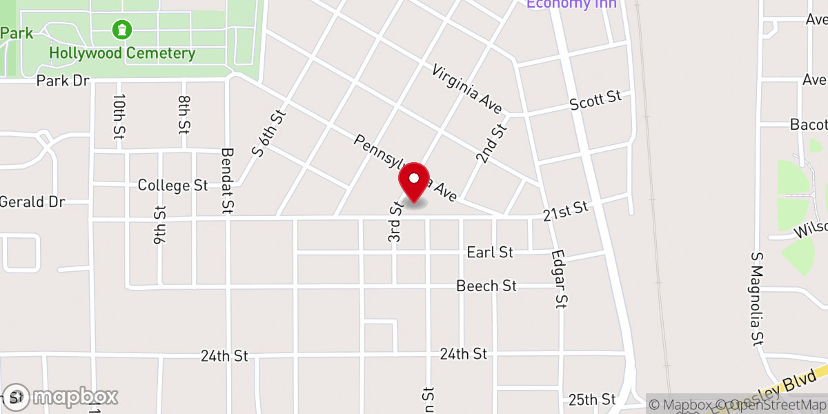 Map showing location of Central Baptist Church