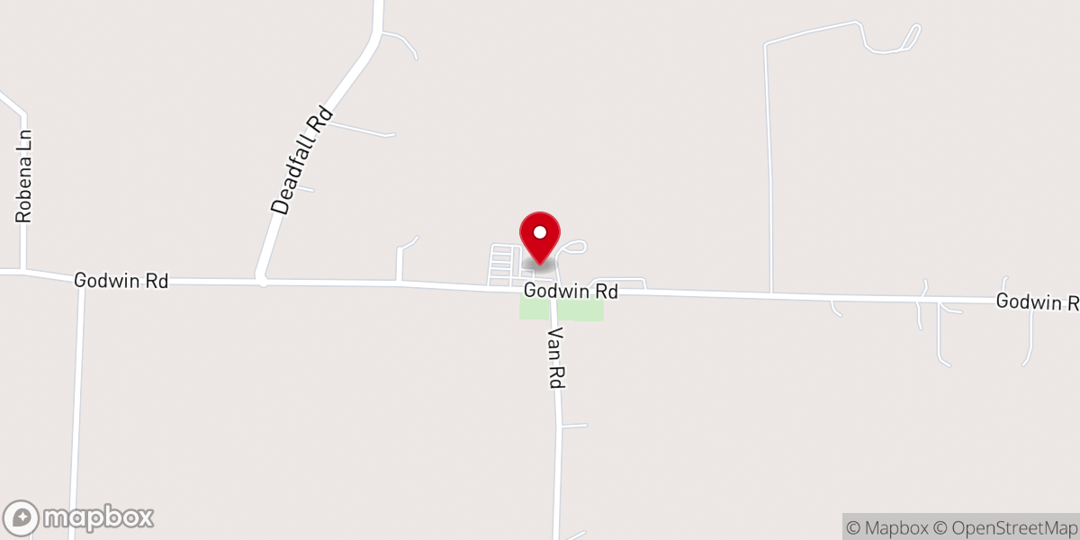 Map showing location of Oak Spring Baptist Church