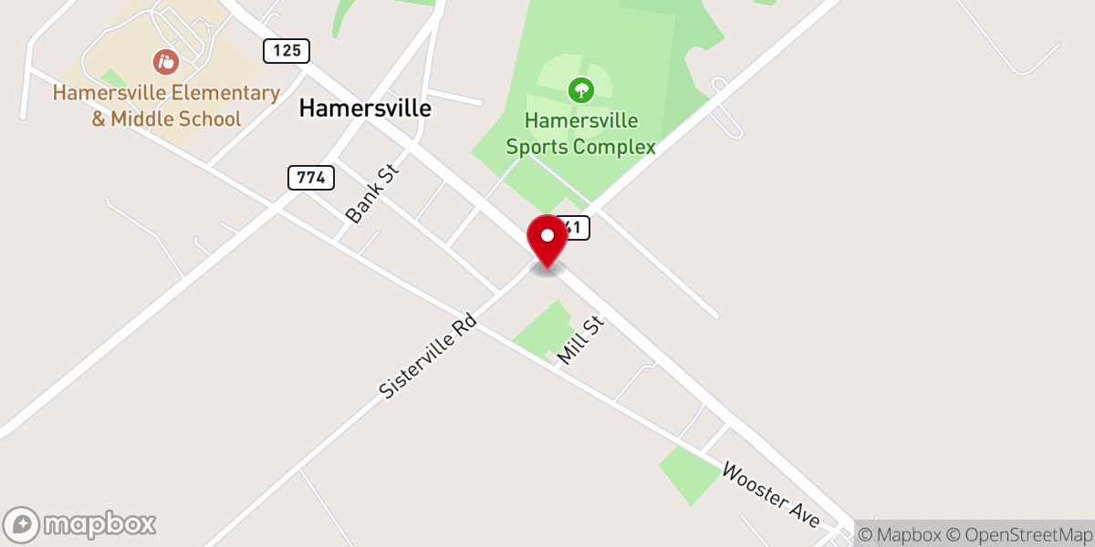 Map showing location of Hamersville