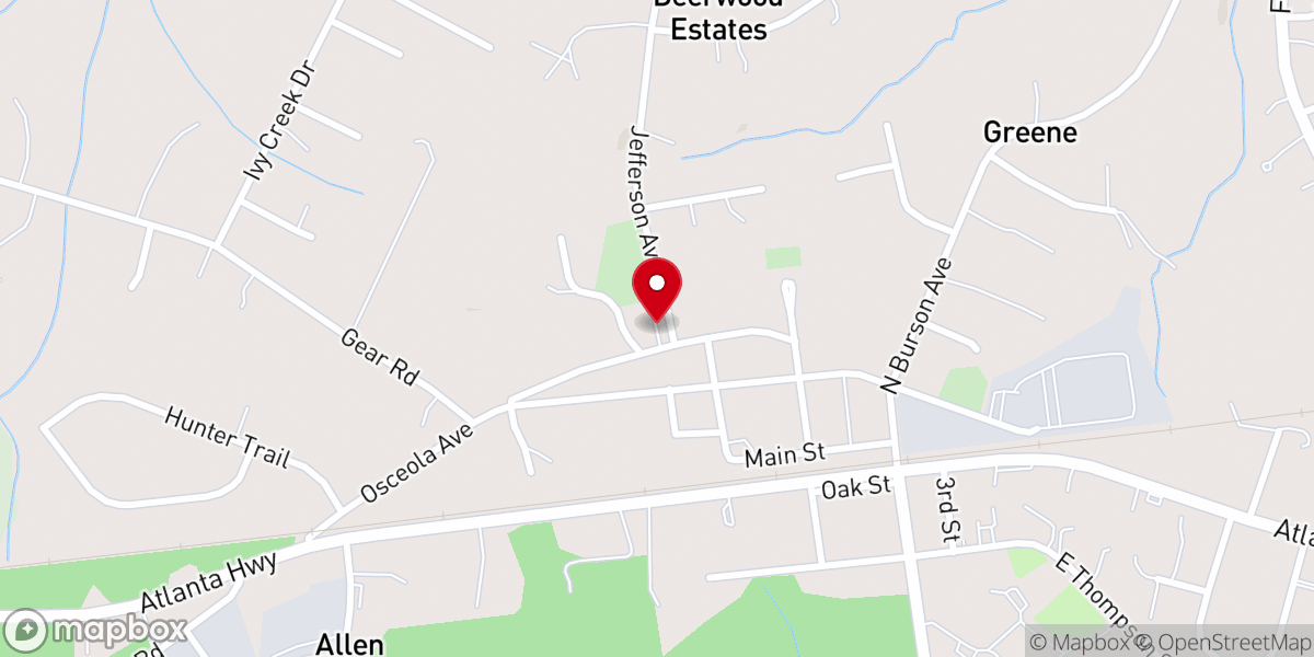 Map showing location of Bogart First Baptist Church