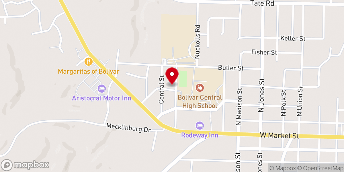 Map showing location of First United Pentecostal Church