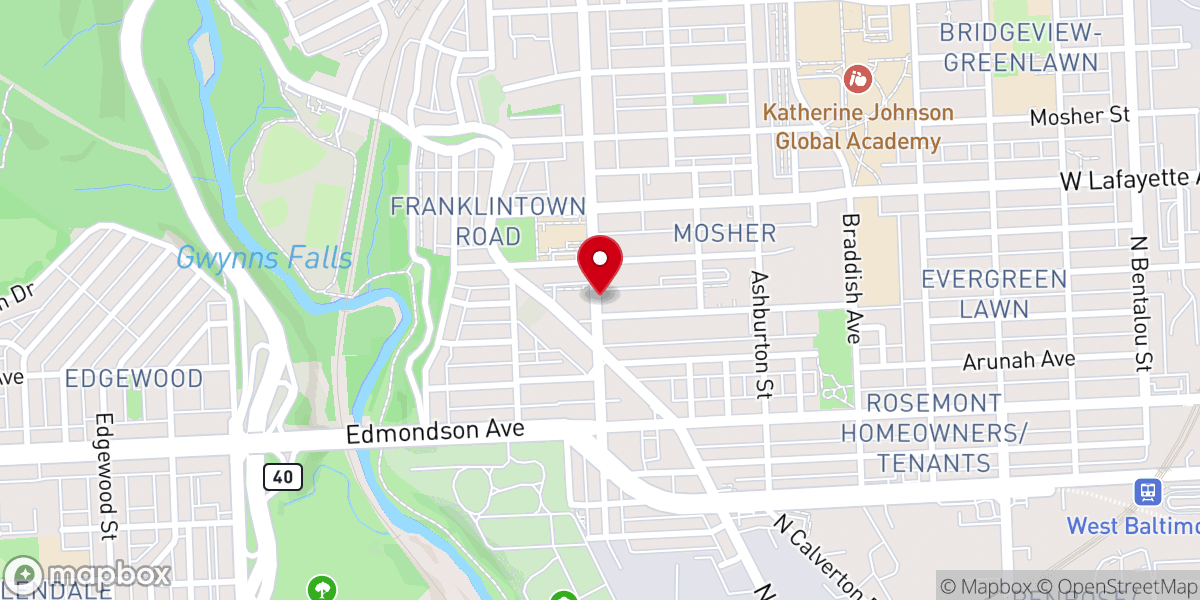 Map showing location of Progressive Baptist Church