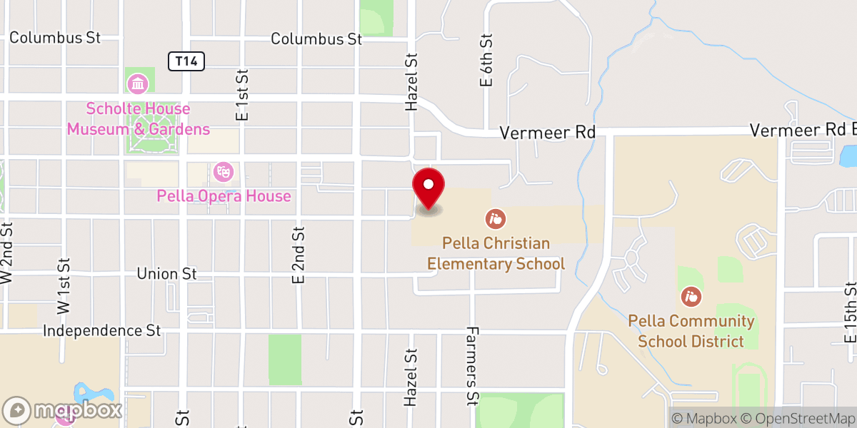 Map showing location of Pella Christian Grade School
