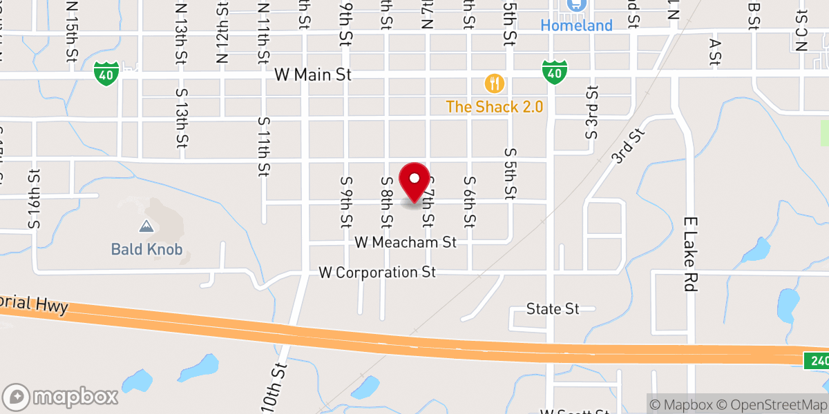 Map showing location of Victory Christian Church