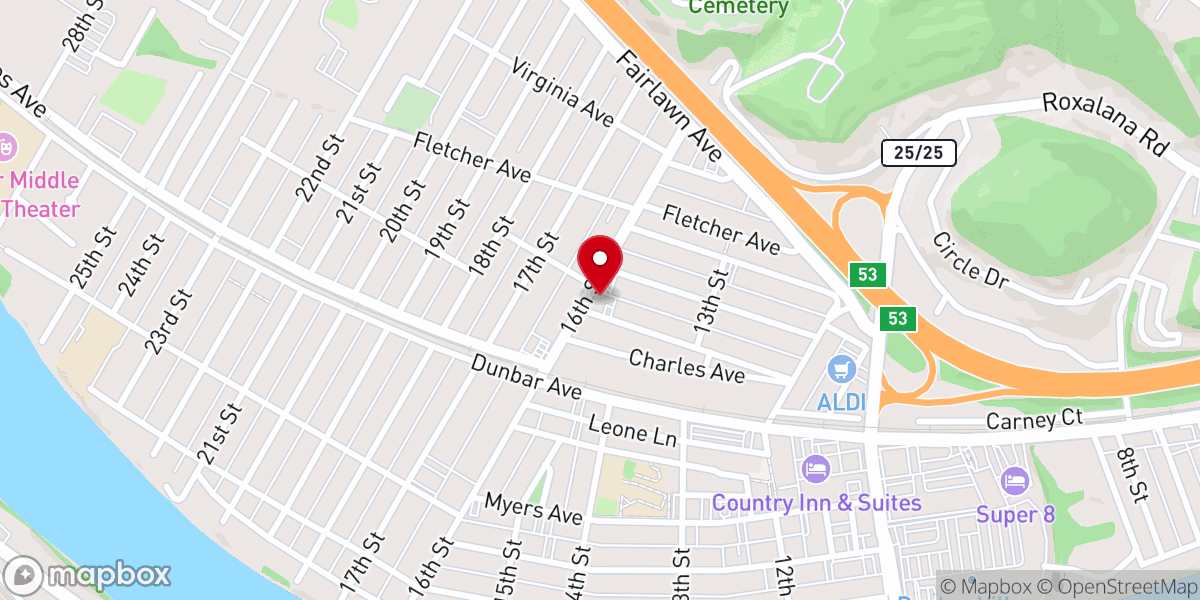 Map showing location of Dunbar Church of the Nazarene