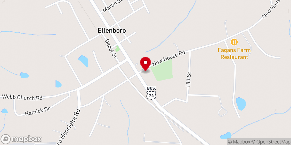 Map showing location of Bethel Baptist Church