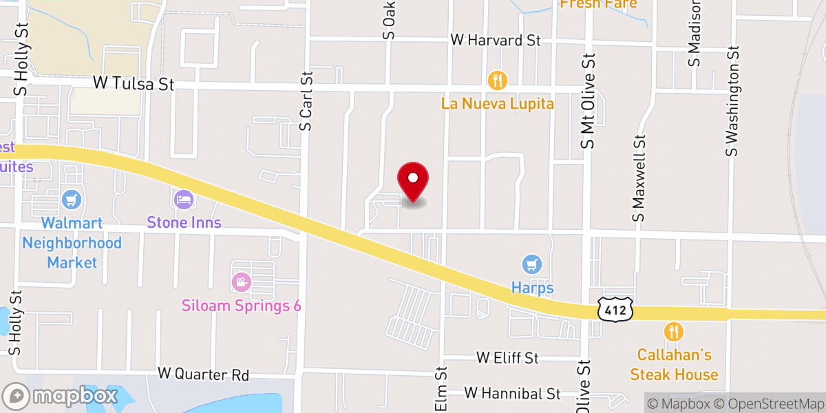 Map showing location of Siloam Springs Bible Church