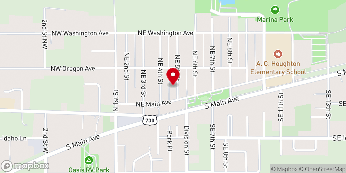 Map showing location of Umatilla Catholic Church