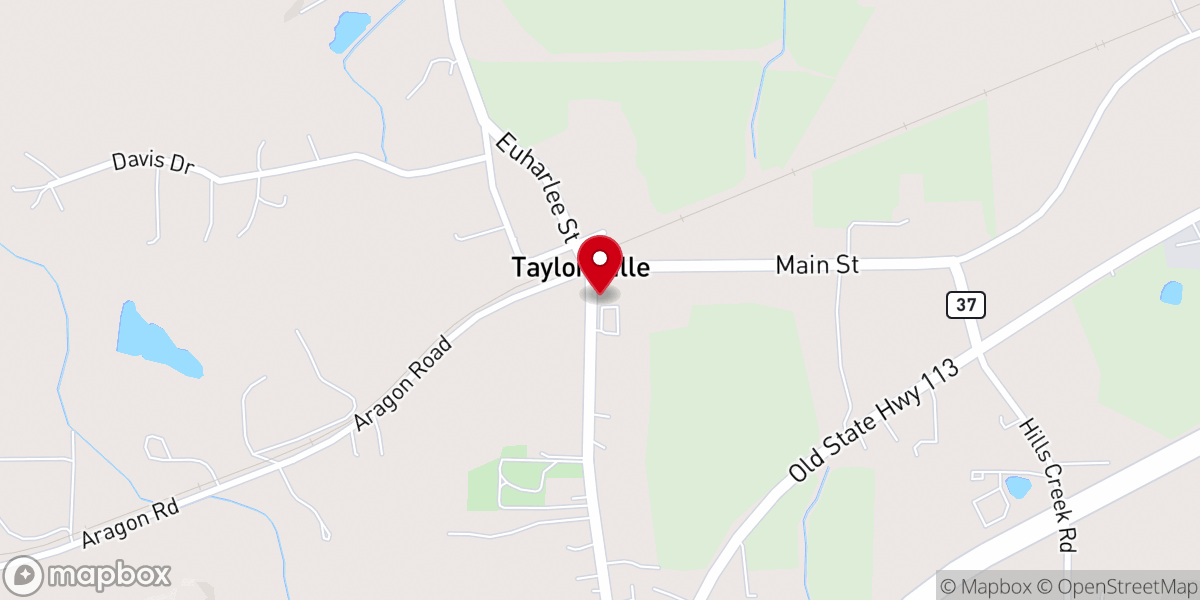 Map showing location of Taylorsville Baptist Church