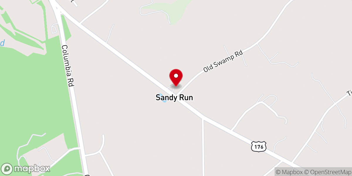 Map showing location of Sandy Run Lutheran Church