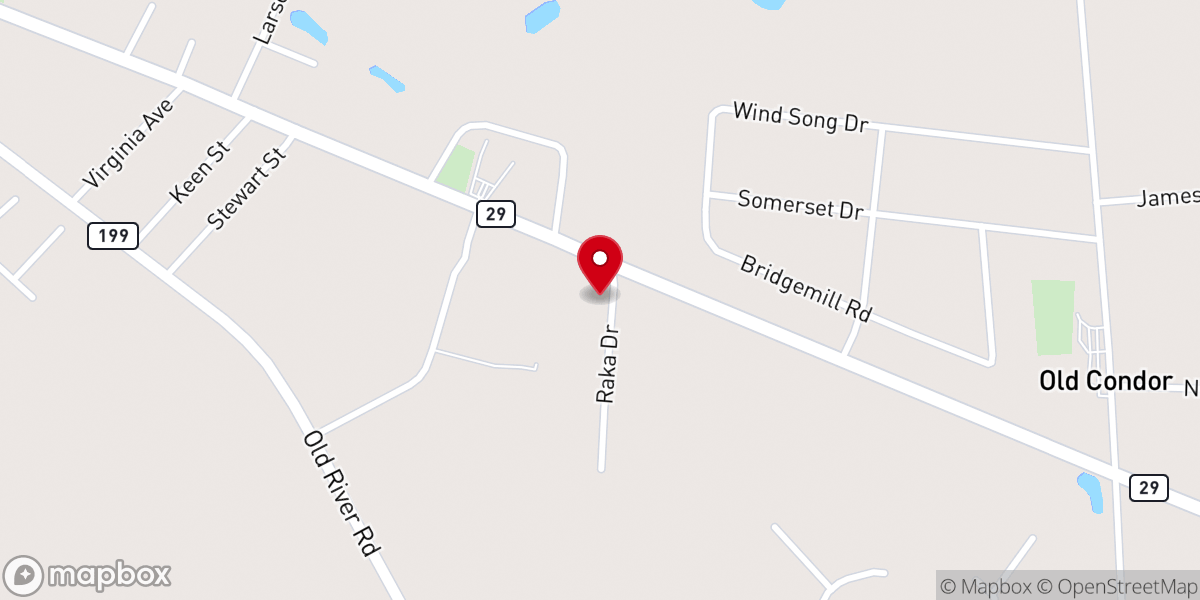 Map showing location of Eastside Baptist Church