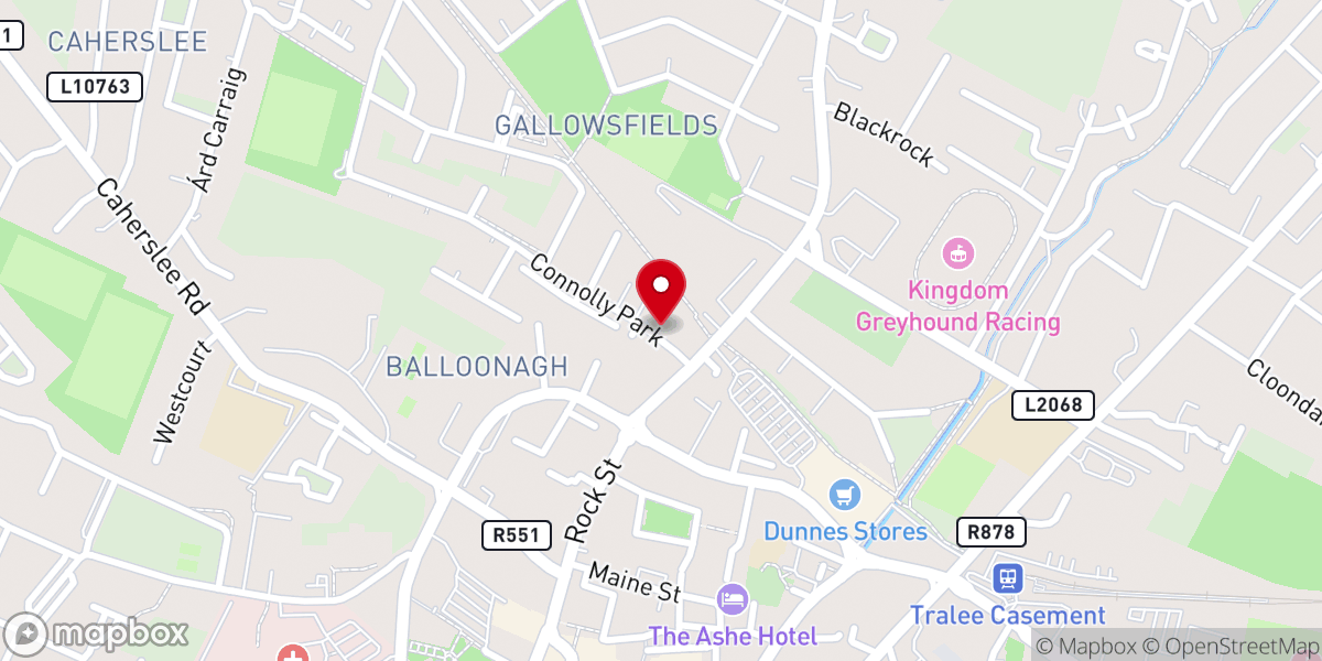 Map showing location of Tralee Bible Fellowship