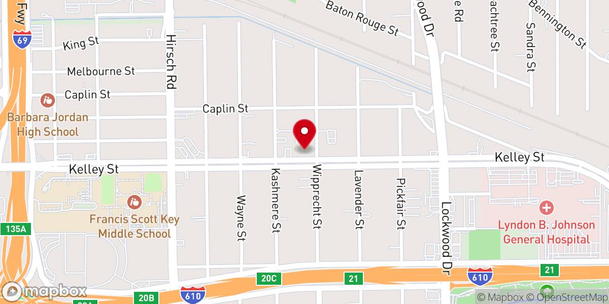 Map showing location of Casa de Oración Houston
