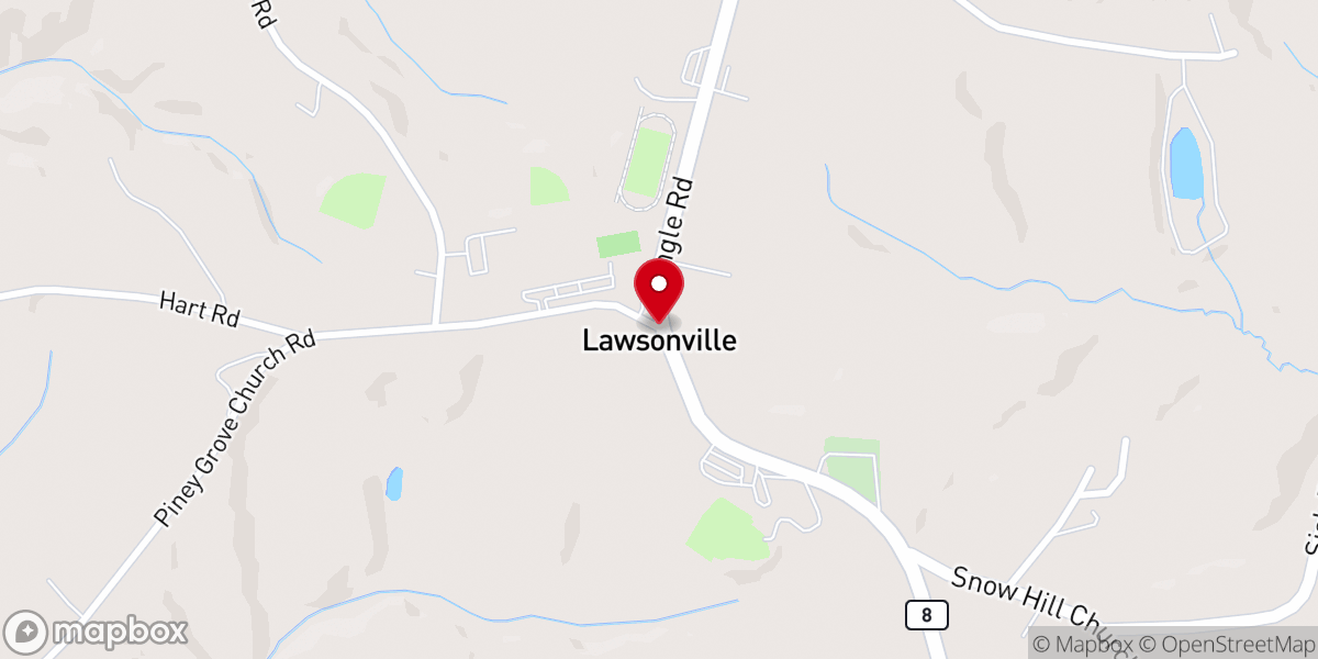 Map showing location of Lawsonville