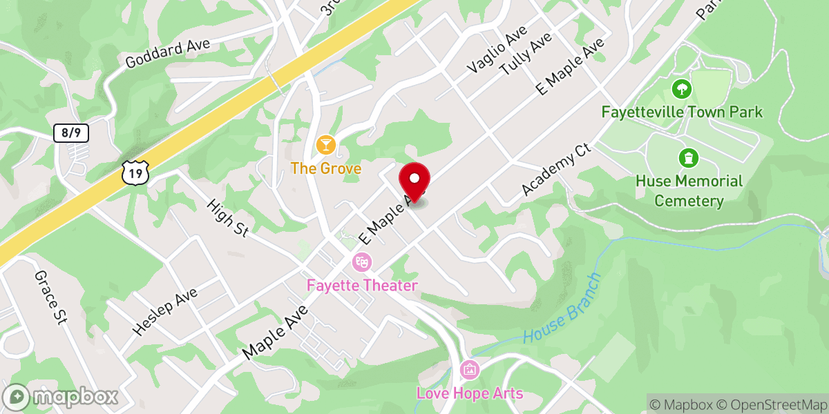 Map showing location of Fayetteville Baptist Church