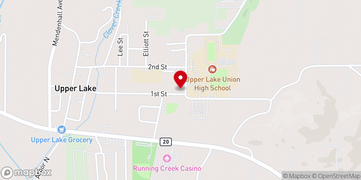 Map showing location of Upper Lake United Methodist Church