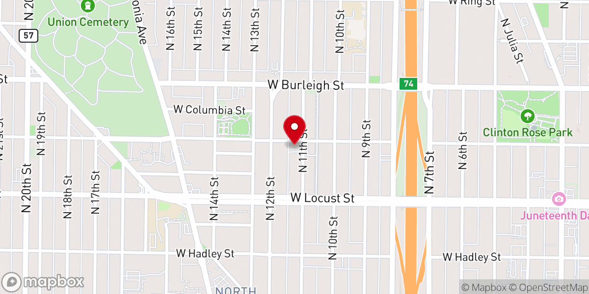 Map showing location of Canaan Baptist Church
