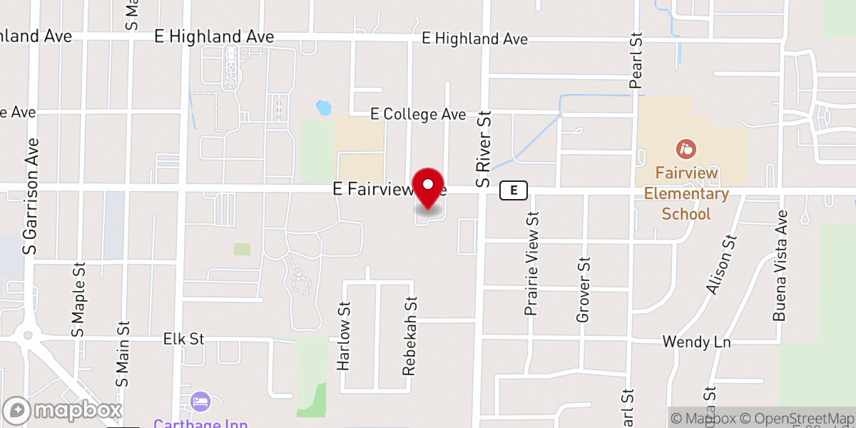 Map showing location of Faith Life Worship Center