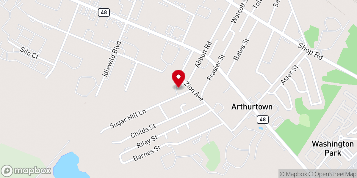 Map showing location of Zion Pilgrim Baptist Church