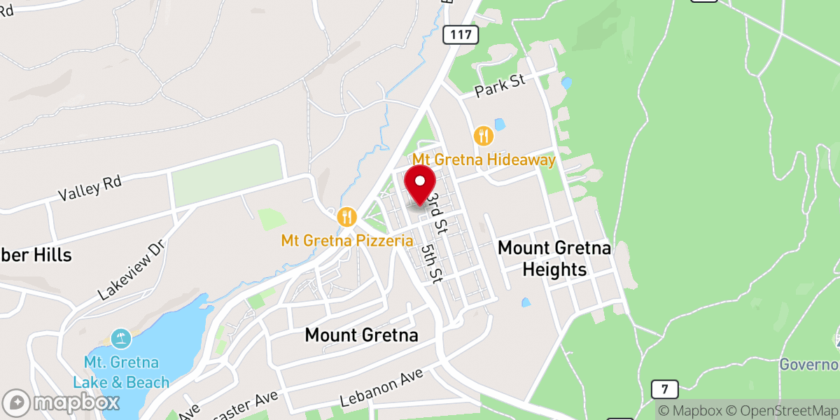 Map showing location of Mount Gretna United Methodist Church