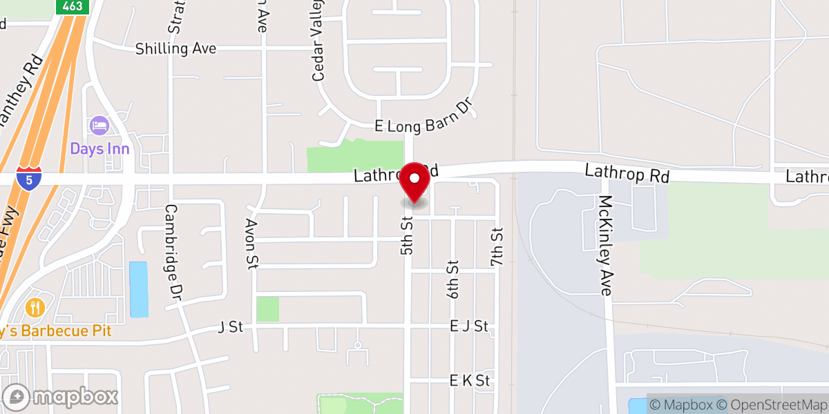 Map showing location of Lathrop Community Apostolic Church