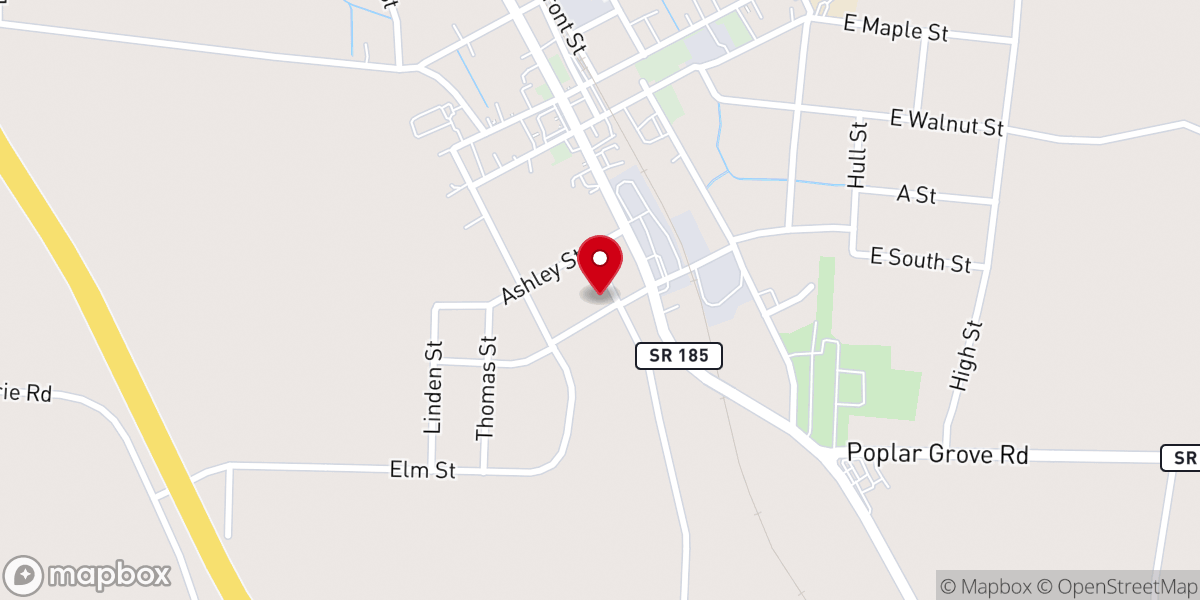 Map showing location of Keely Mill Baptist Church