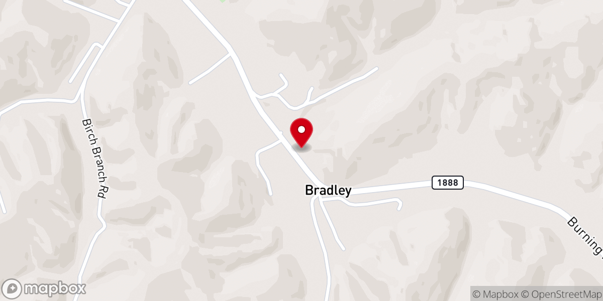 Map showing location of Bradley Freewill Baptist Church